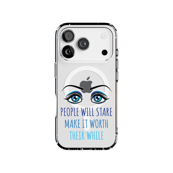 DistinctInk Hybrid Clear Case Compatible with MagSafe for iPhone 17 Pro- People Will Stare Make It Worthwhile