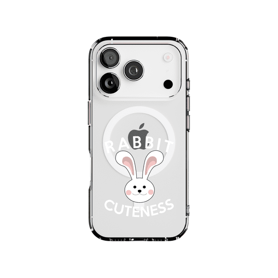 DistinctInk MagSafe Clear Case for Apple iPhone 17 Pro (6.3" Screen) - Bunny Ears - Raised Bezel Screen Guard