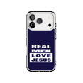 thumbnail image 1 of DistinctInk Hybrid Clear Case Compatible with MagSafe for iPhone 17 Pro- Real Men Love Jesus Design, 1 of 1