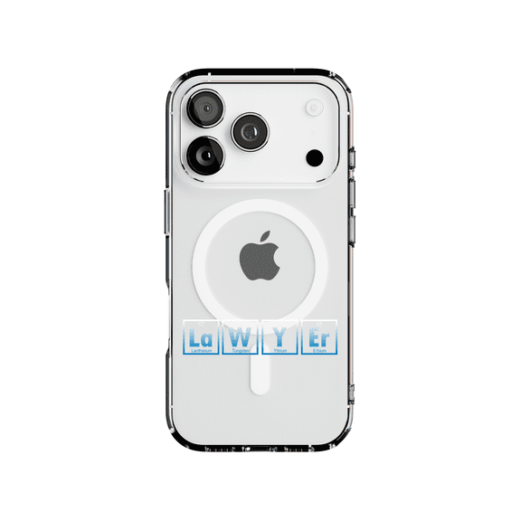 DistinctInk MagSafe Clear Case for Apple iPhone 17 Pro (6.3" Screen) - Lawyer Elements Periodic Table - Lightweight Grip