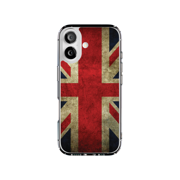 DistinctInk Hybrid Clear Case Compatible with MagSafe for iPhone 17 - Vintage British Flag Design