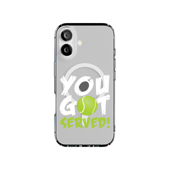 DistinctInk Hybrid Clear Case Compatible with MagSafe for iPhone 17 - You Got Served Tennis Fun Graphic