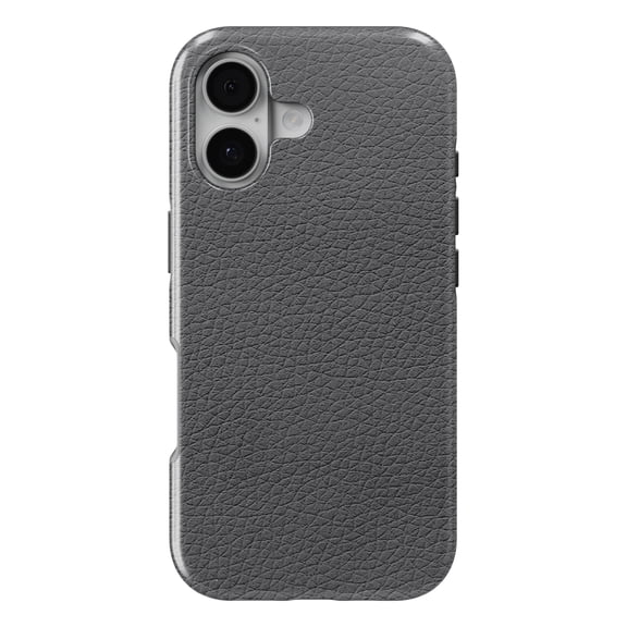 DistinctInk MagSafe Tough Case for iPhone 17 (6.1") - Black Faux Leather Print Design - Shockproof Drop Protection MagSafe Compatible Cover