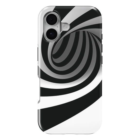 DistinctInk MagSafe Tough Case for iPhone 17 (6.1") - Black White Swirl Vortex Geometric - Shockproof Drop Protection MagSafe Compatible Cover