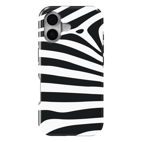 DistinctInk MagSafe Tough Case for iPhone 17 (6.1") - Black White Zebra Skin Stripes - Shockproof Drop Protection MagSafe Compatible Cover