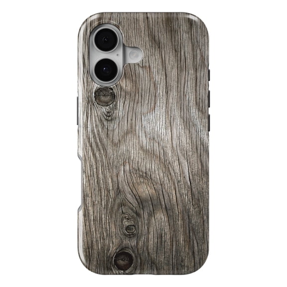 DistinctInk MagSafe Tough Case for iPhone 17 (6.1") - Brown Weathered Wood Grain Print - Shockproof Drop Protection MagSafe Compatible Cover