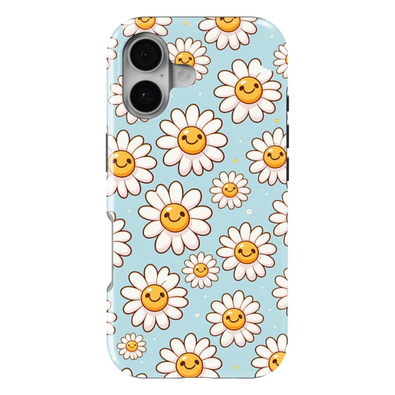 DistinctInk MagSafe Tough Case for iPhone 17 (6.1") - Cheerful Daisies: Smiling Faces of Joy - Shockproof Drop Protection MagSafe Compatible Cover