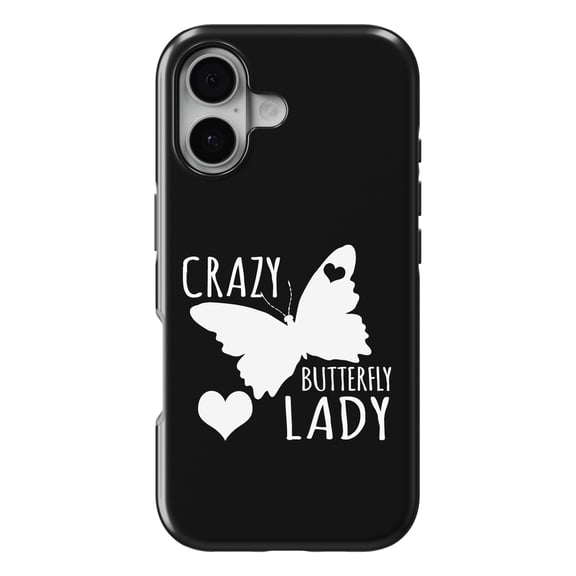 DistinctInk MagSafe Tough Case for iPhone 17 (6.1") - Crazy Butterfly Lady - Shockproof Drop Protection MagSafe Compatible Cover