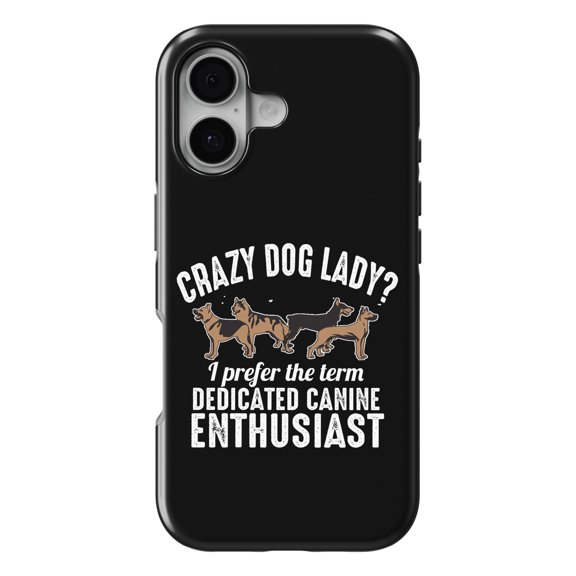 DistinctInk MagSafe Tough Case for iPhone 17 (6.1") - Crazy Dog Lady? Canine Enthusiast - Shockproof Drop Protection MagSafe Compatible Cover