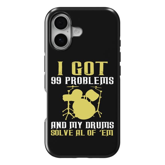 DistinctInk MagSafe Tough Case for iPhone 17 (6.1") - Got 99 Problems & My Drums Solve 'Em - Shockproof Drop Protection MagSafe Compatible Cover
