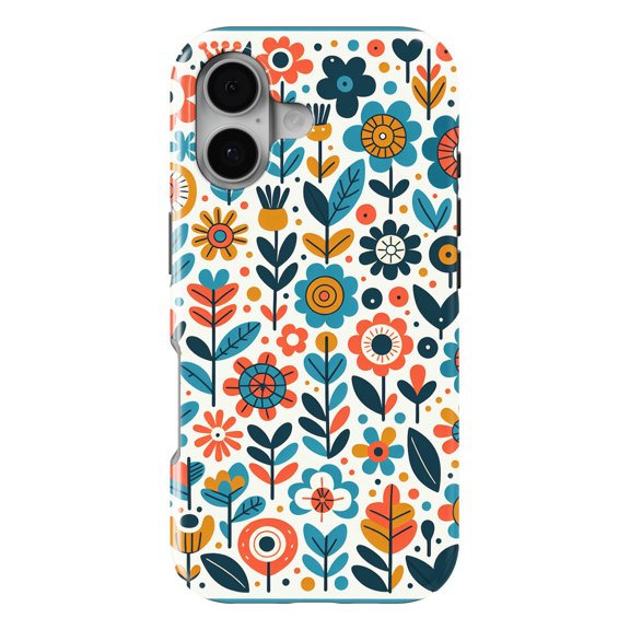 DistinctInk MagSafe Tough Case for iPhone 17 (6.1") - Infinite Whimsical Cartoon Flower Harmony - Shockproof Drop Protection MagSafe Compatible Cover