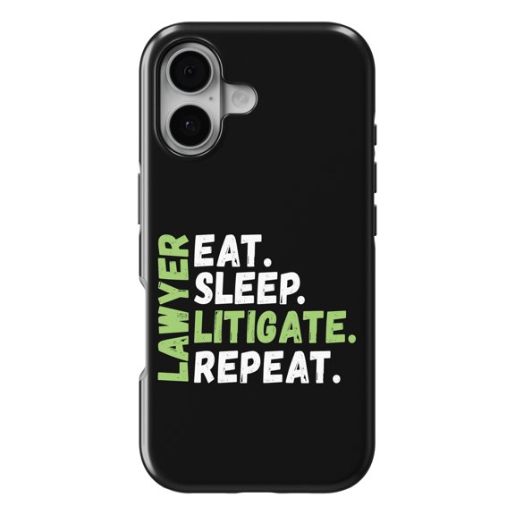 DistinctInk MagSafe Tough Case for iPhone 17 (6.1") - Lawyer Eat Sleep Litigate Repeat - Shockproof Drop Protection MagSafe Compatible Cover