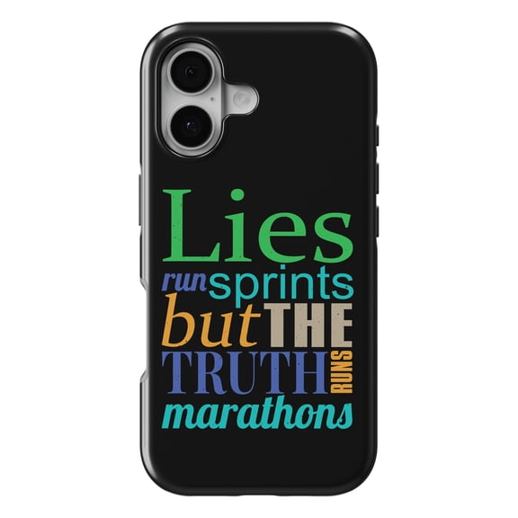 DistinctInk MagSafe Tough Case for iPhone 17 (6.1") - Lies Run Sprints Truth Run Marathons - Shockproof Drop Protection MagSafe Compatible Cover