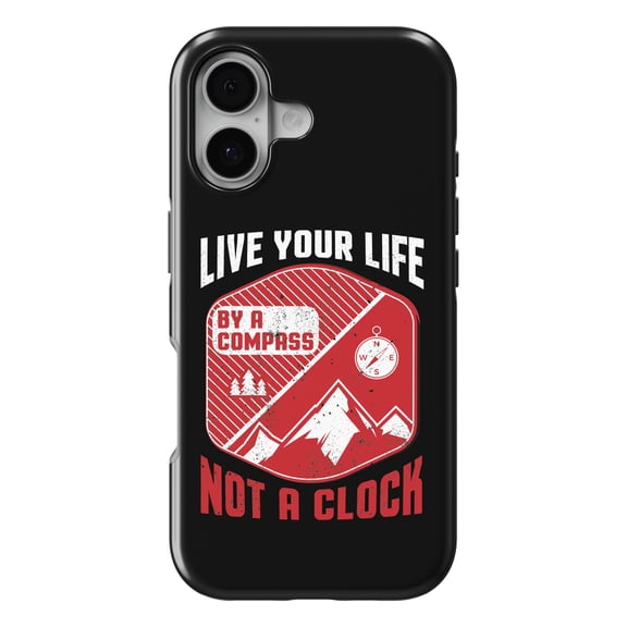 DistinctInk MagSafe Tough Case for iPhone 17 (6.1") - Live Life by Compass Not Clock - Shockproof Drop Protection MagSafe Compatible Cover
