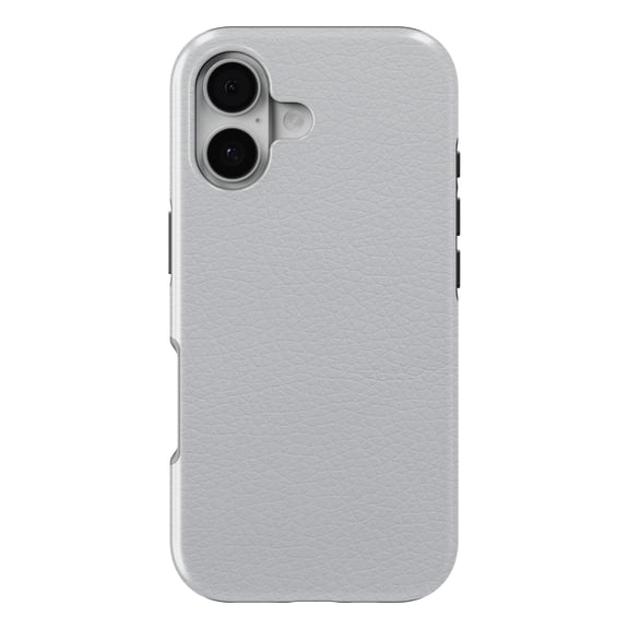 DistinctInk MagSafe Tough Case for iPhone 17 (6.1") - Lt Grey Faux Leather Print Design - Shockproof Drop Protection MagSafe Compatible Cover