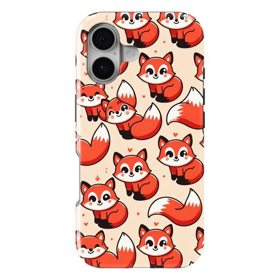 DistinctInk MagSafe Tough Case for iPhone 17 (6.1") - Playful Foxes: A Cheerful Cartoon Pattern - Shockproof Drop Protection MagSafe Compatible Cover