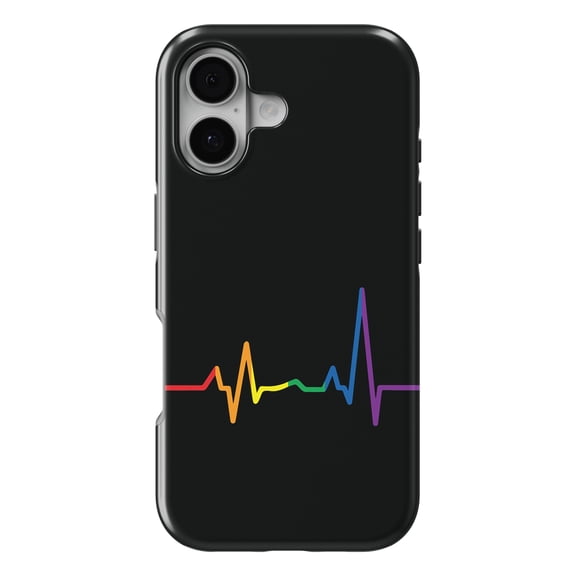 DistinctInk MagSafe Tough Case for iPhone 17 (6.1") - Rainbow Pulse Heart Beat - Shockproof Drop Protection MagSafe Compatible Cover