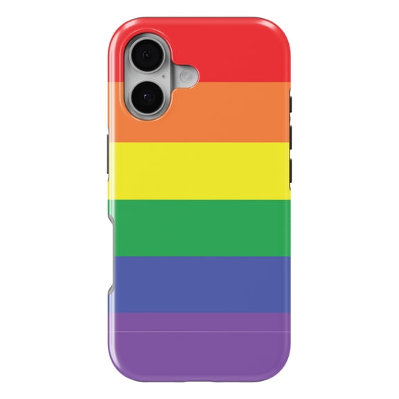 DistinctInk MagSafe Tough Case for iPhone 17 (6.1") - Rainbow Stripes Gay Pride - Shockproof Drop Protection MagSafe Compatible Cover