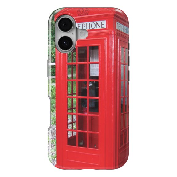 DistinctInk MagSafe Tough Case for iPhone 17 (6.1") - Red London Phone Booth - Shockproof Drop Protection MagSafe Compatible Cover