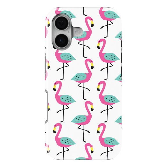 DistinctInk MagSafe Tough Case for iPhone 17 (6.1") - Summer Graphics - Flamingo Pattern - Pink - Shockproof Drop Protection MagSafe Compatible Cover