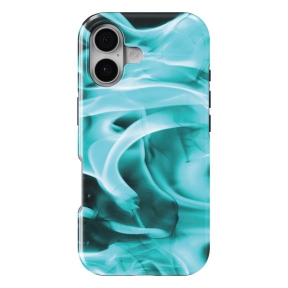 DistinctInk MagSafe Tough Case for iPhone 17 (6.1") - Teal Black Flame Fire - Shockproof Drop Protection MagSafe Compatible Cover
