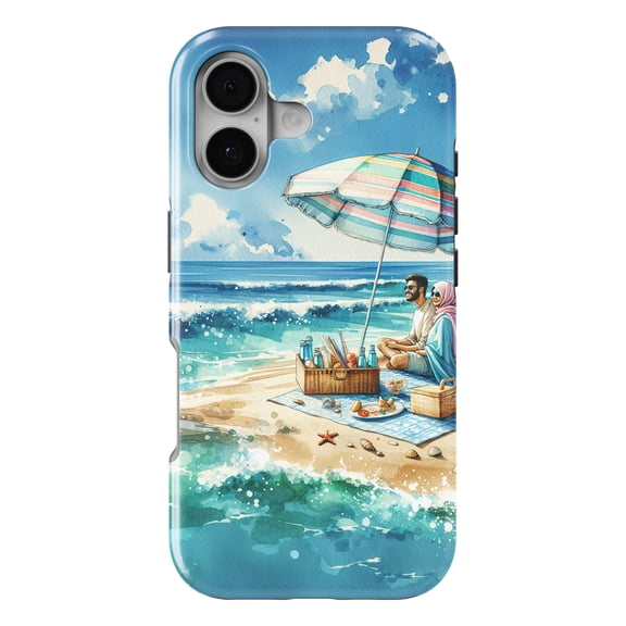 DistinctInk MagSafe Tough Case for iPhone 17 (6.1") - Tranquil Coastal Escape: A Sunny Beach - Shockproof Drop Protection MagSafe Compatible Cover
