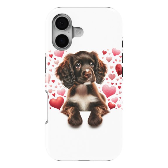 DistinctInk MagSafe Tough Case for iPhone 17 (6.1") - Valentine's Day Boykin Spaniel Puppy - Shockproof Drop Protection MagSafe Compatible Cover