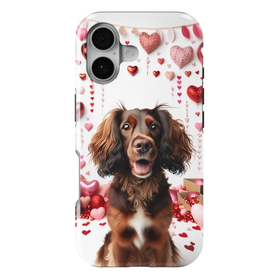 DistinctInk MagSafe Tough Case for iPhone 17 (6.1") - Valentine's Day Boykin Spaniel - Shockproof Drop Protection MagSafe Compatible Cover