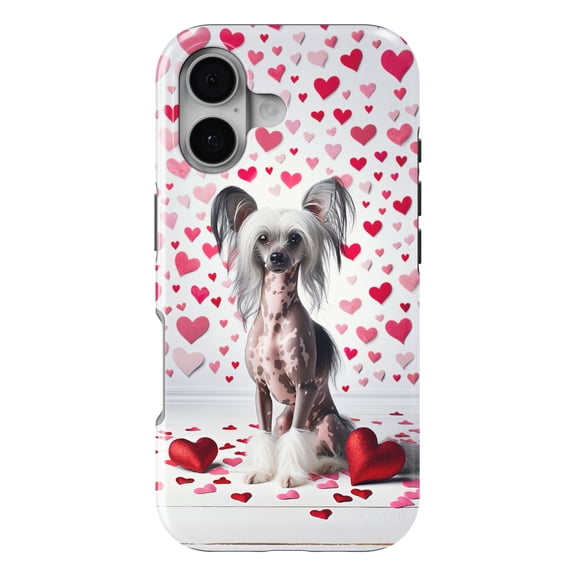 DistinctInk MagSafe Tough Case for iPhone 17 (6.1") - Valentine's Day Chinese Crested - Shockproof Drop Protection MagSafe Compatible Cover