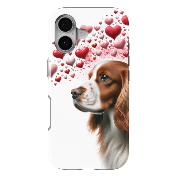 DistinctInk MagSafe Tough Case for iPhone 17 (6.1") - Valentine's Day Sussex Spaniel - Shockproof Drop Protection MagSafe Compatible Cover