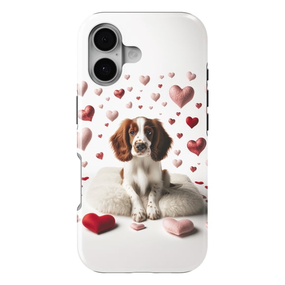 DistinctInk MagSafe Tough Case for iPhone 17 (6.1") - Valentine's Day Welsh Springer Spaniel - Shockproof Drop Protection MagSafe Compatible Cover