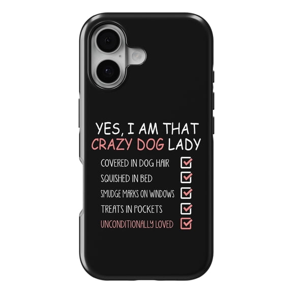 DistinctInk MagSafe Tough Case for iPhone 17 (6.1") - Yes, I Am that Crazy Dog Lady - Shockproof Drop Protection MagSafe Compatible Cover