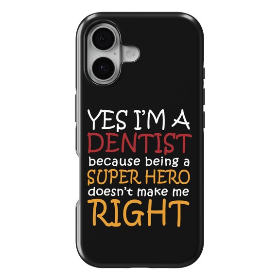DistinctInk MagSafe Tough Case for iPhone 17 (6.1") - Yes I'm a Dentist Super Hero - Shockproof Drop Protection MagSafe Compatible Cover