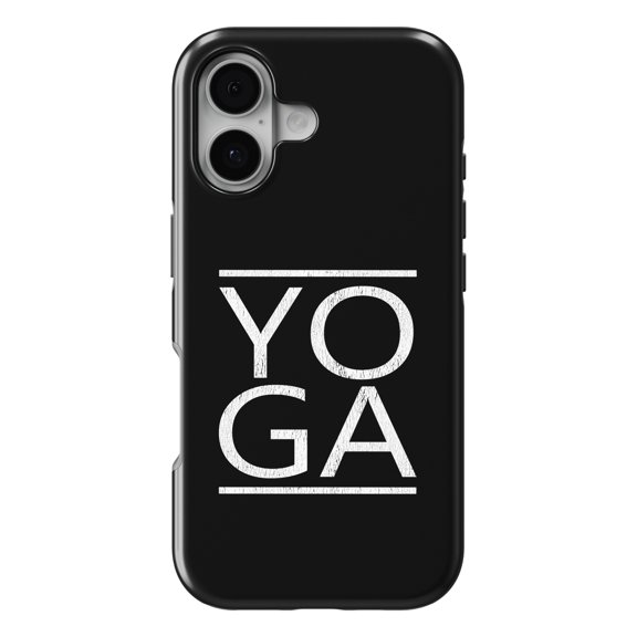 DistinctInk MagSafe Tough Case for iPhone 17 (6.1") - Yoga Black Word Art - Shockproof Drop Protection MagSafe Compatible Cover