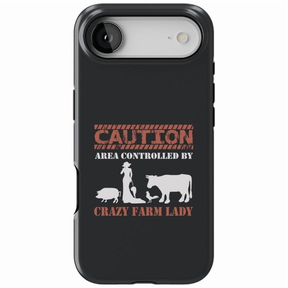 DistinctInk MagSafe Tough Case for iPhone 17 Air (6.7") - Area Controlled by Crazy Farm Lady - Shockproof Drop Protection MagSafe Compatible Cover