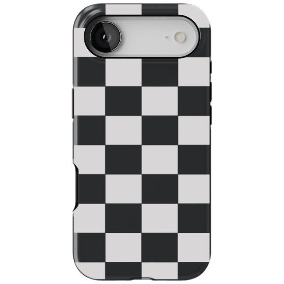 DistinctInk MagSafe Tough Case for iPhone 17 Air (6.7") - Black White Checkered Flag Geometric - Shockproof Drop Protection MagSafe Compatible Cover