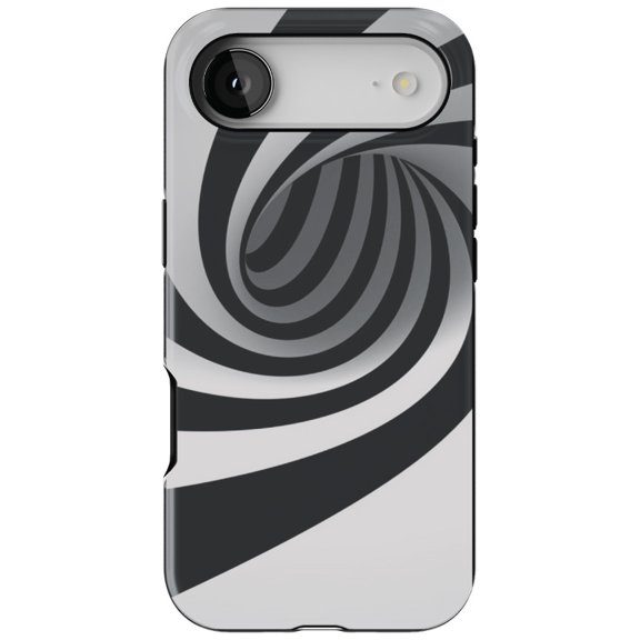 DistinctInk MagSafe Tough Case for iPhone 17 Air (6.7") - Black White Swirl Vortex Geometric - Shockproof Drop Protection MagSafe Compatible Cover