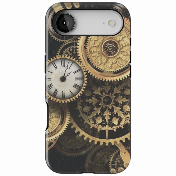 DistinctInk MagSafe Tough Case for iPhone 17 Air (6.7") - Clocks Clockwork Gold - Shockproof Drop Protection MagSafe Compatible Cover
