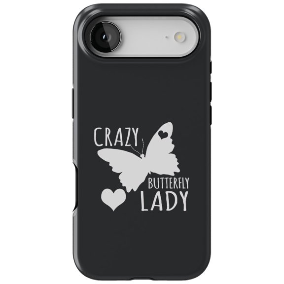 DistinctInk MagSafe Tough Case for iPhone 17 Air (6.7") - Crazy Butterfly Lady - Shockproof Drop Protection MagSafe Compatible Cover
