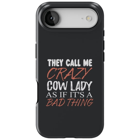 DistinctInk MagSafe Tough Case for iPhone 17 Air (6.7") - Crazy Cow Lady As If It's a Bad Thing - Shockproof Drop Protection MagSafe Compatible Cover
