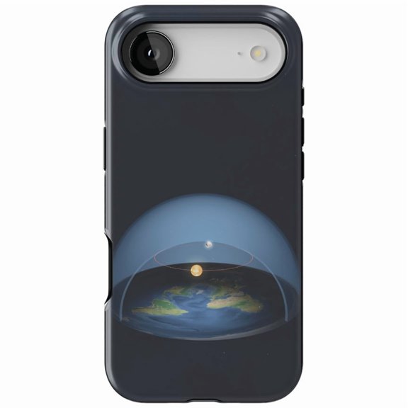 DistinctInk MagSafe Tough Case for iPhone 17 Air (6.7") - Flat Earth Map - Shockproof Drop Protection MagSafe Compatible Cover