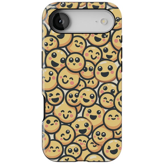 DistinctInk MagSafe Tough Case for iPhone 17 Air (6.7") - Joyful Smiley Face Delightful Pattern - Shockproof Drop Protection MagSafe Compatible Cover