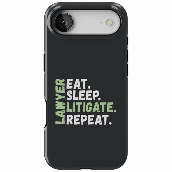 DistinctInk MagSafe Tough Case for iPhone 17 Air (6.7") - Lawyer Eat Sleep Litigate Repeat - Shockproof Drop Protection MagSafe Compatible Cover