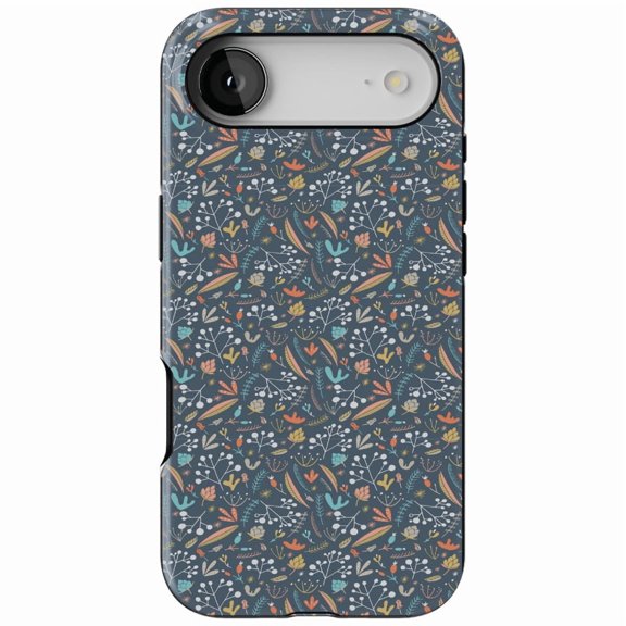 DistinctInk MagSafe Tough Case for iPhone 17 Air (6.7") - Modern Floral - Navy Red White - Shockproof Drop Protection MagSafe Compatible Cover