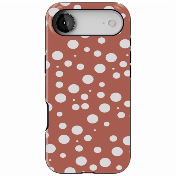 DistinctInk MagSafe Tough Case for iPhone 17 Air (6.7") - Red White Bubbles Polka Dots - Shockproof Drop Protection MagSafe Compatible Cover