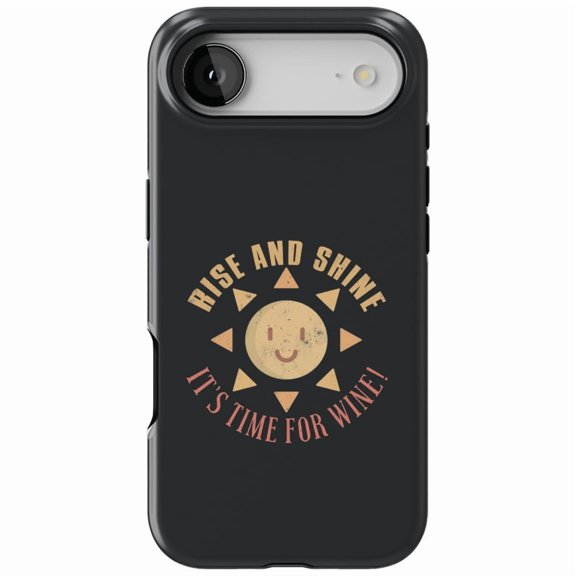 DistinctInk MagSafe Tough Case for iPhone 17 Air (6.7") - Rise and Shine It's Time for Wine - Shockproof Drop Protection MagSafe Compatible Cover