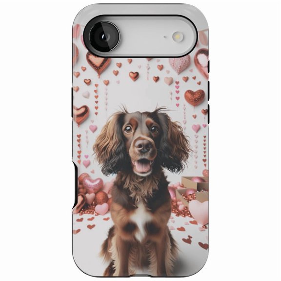 DistinctInk MagSafe Tough Case for iPhone 17 Air (6.7") - Valentine's Day Boykin Spaniel - Shockproof Drop Protection MagSafe Compatible Cover