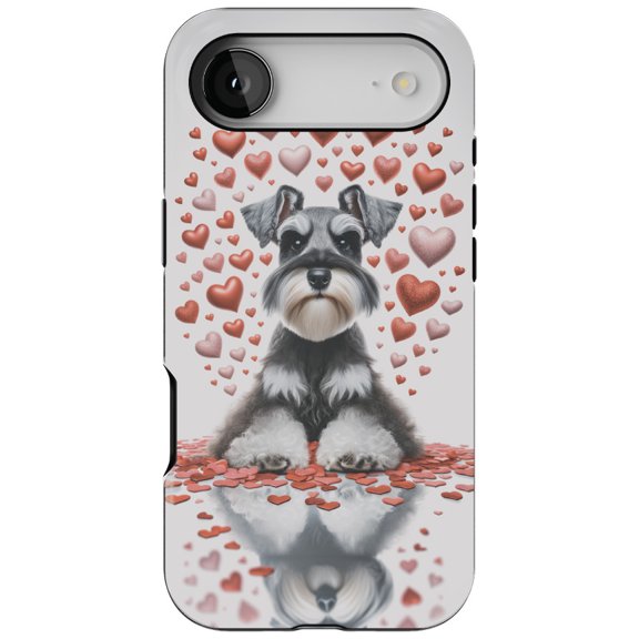 DistinctInk MagSafe Tough Case for iPhone 17 Air (6.7") - Valentine's Day Miniature Schnauzer - Shockproof Drop Protection MagSafe Compatible Cover
