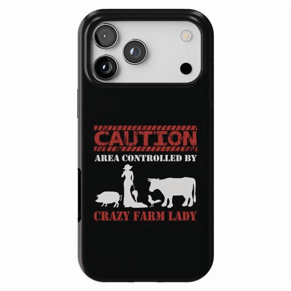 DistinctInk MagSafe Tough Case for iPhone 17 Pro (6.3") - Area Controlled by Crazy Farm Lady - Shockproof Drop Protection MagSafe Compatible Cover