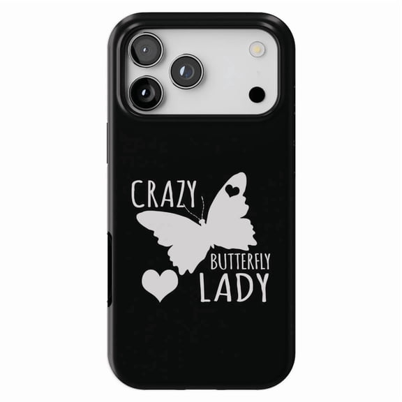 DistinctInk MagSafe Tough Case for iPhone 17 Pro (6.3") - Crazy Butterfly Lady - Shockproof Drop Protection MagSafe Compatible Cover